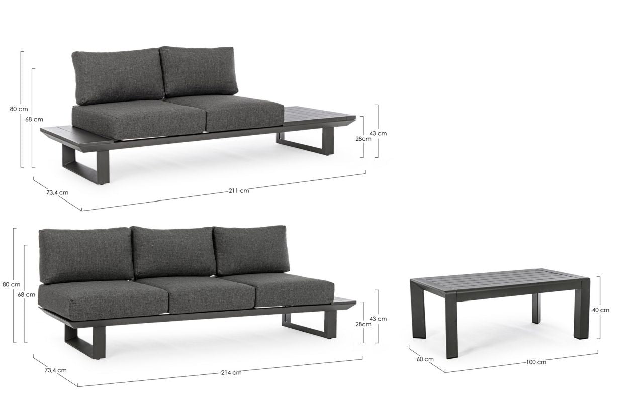 Set pentru exterior KONNOR CHARCOAL CORNER
