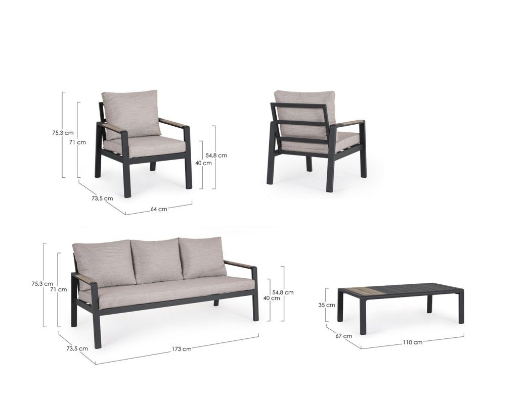 Set pentru exterior ELNA CHARCOAL 4PCS