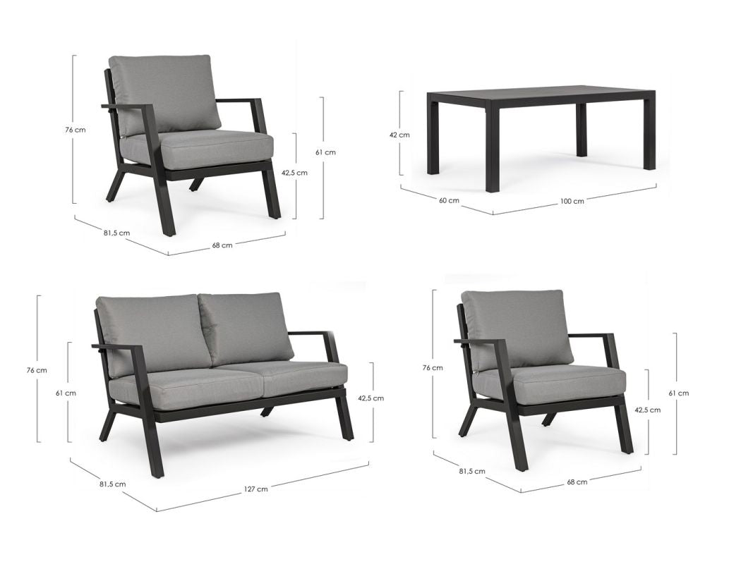 Set pentru exterior HARLEY CHARCOAL 4PCS