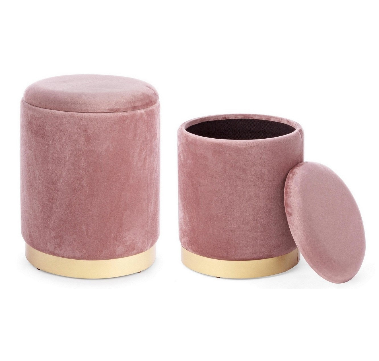 Set 2 taburete POLINA ANTIQUED PINK Ø31.5/36 CM