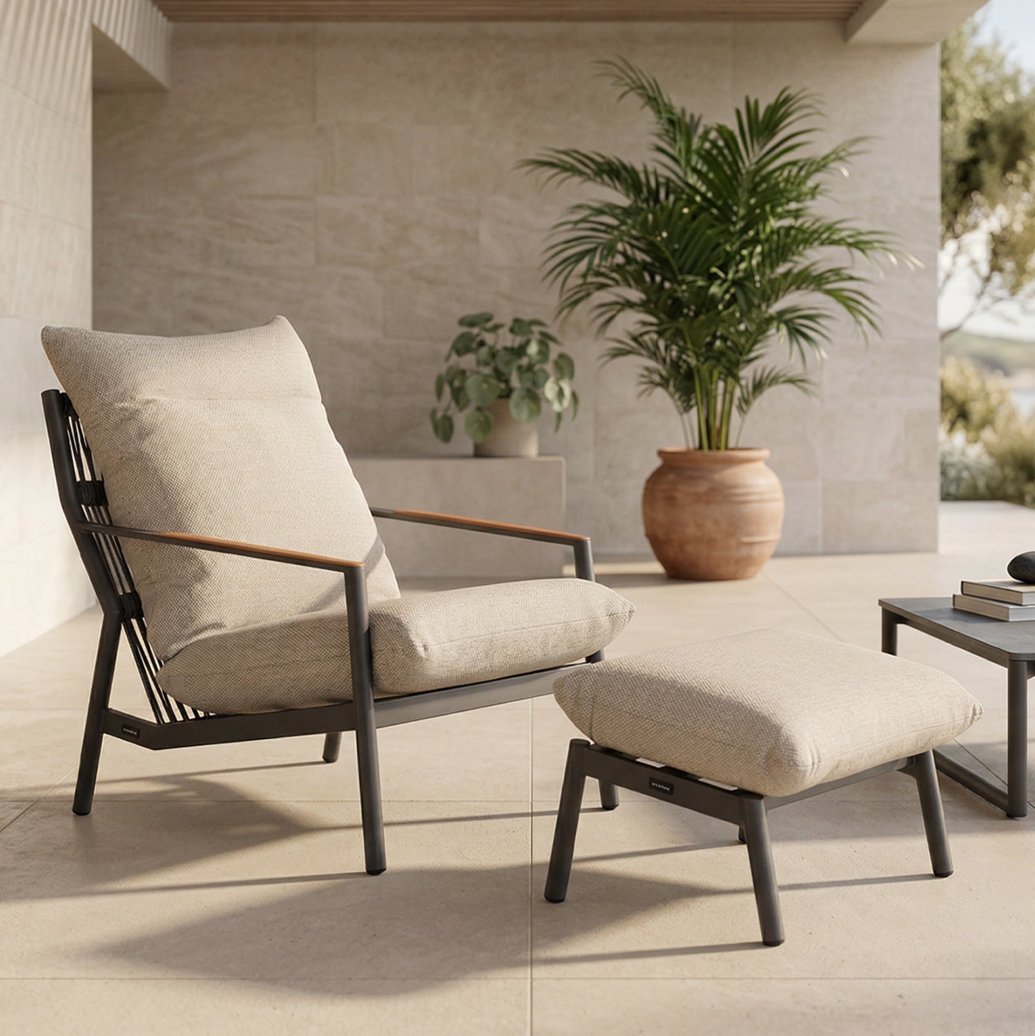 Fotoliu cu taburet OBLIVION BEIGE