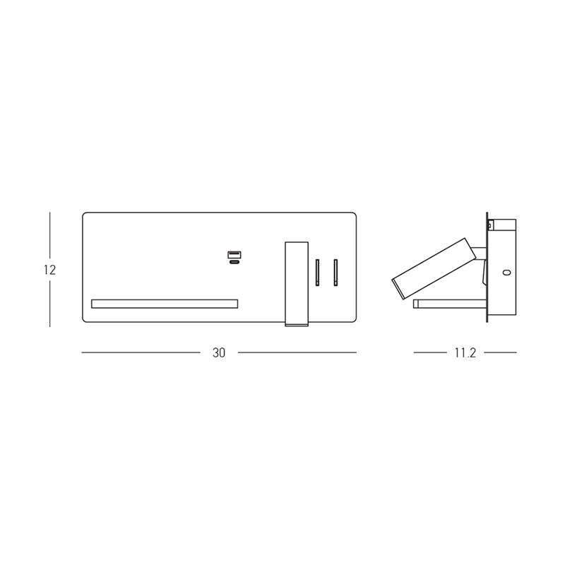 Aplica de perete STRANOR RIGHT USB WI-FI