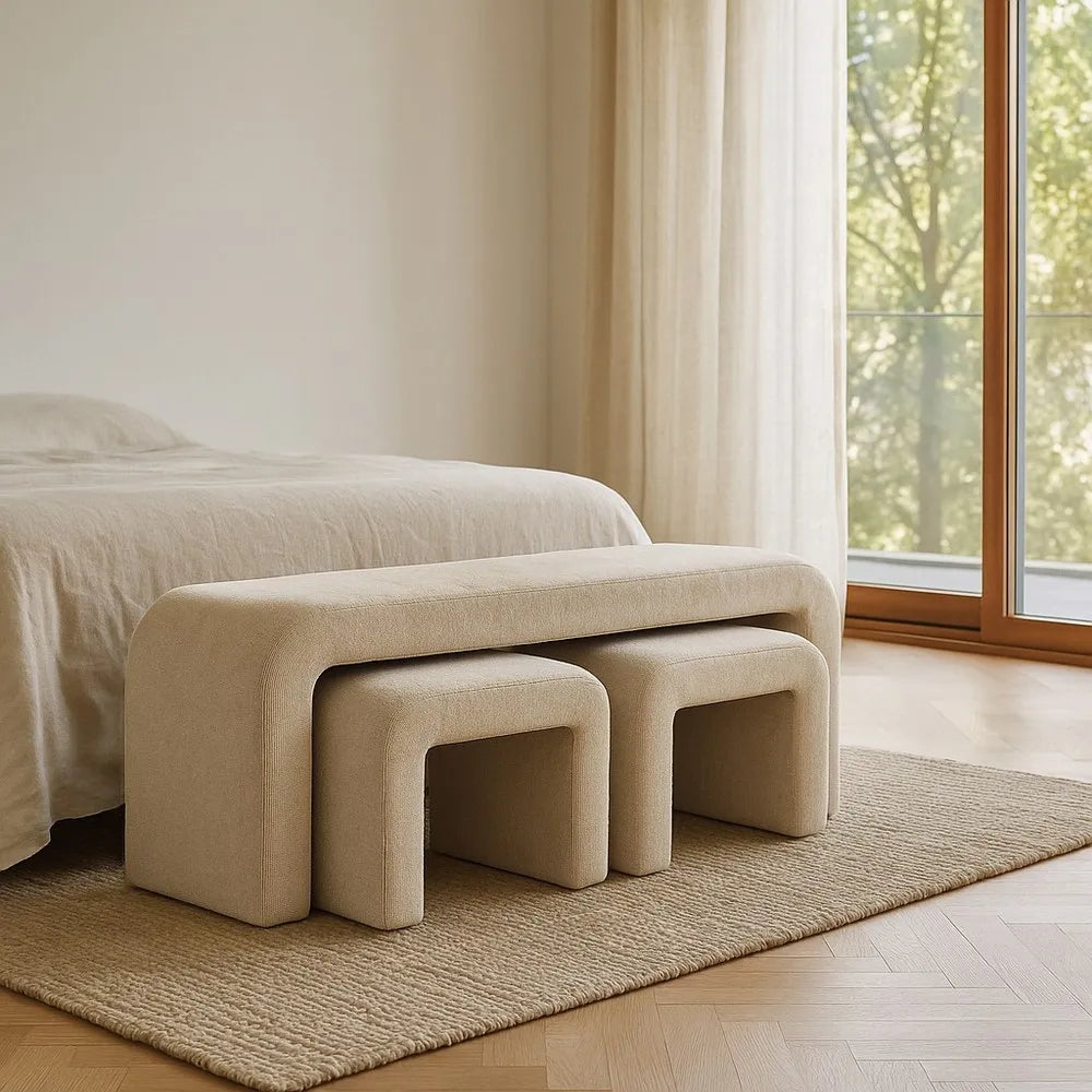 Set bancuta cu 2 taburete ROUELO 126x43/51x42 XM
