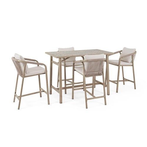 Set masa si scaune de bar KALIMERA TIMBER