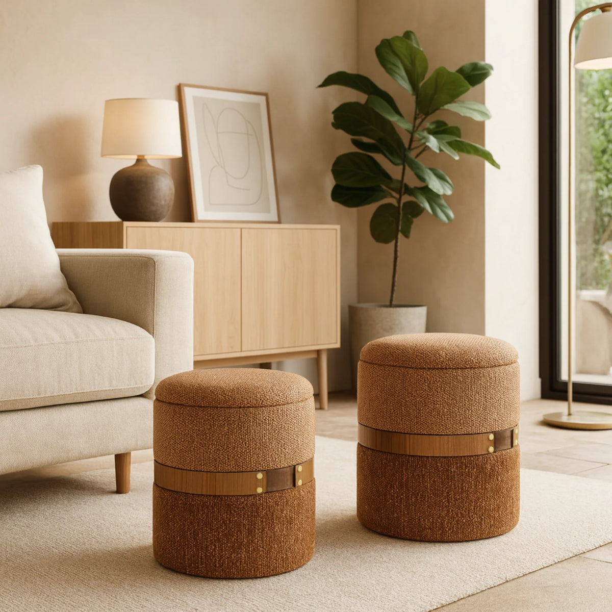 Set 2 taburete TALYA GINGER POUF