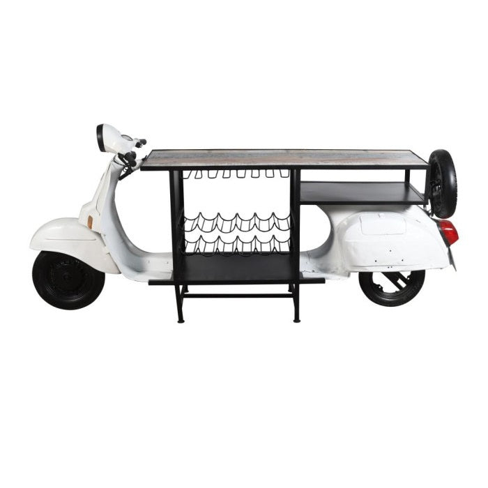 Consola/ Suport sticle vin SMINA SCOOTER  WHITE 240 x 72 x 110 CM