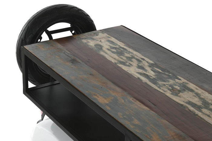 Consola/ Suport sticle vin SMINA SCOOTER  WHITE 240 x 72 x 110 CM