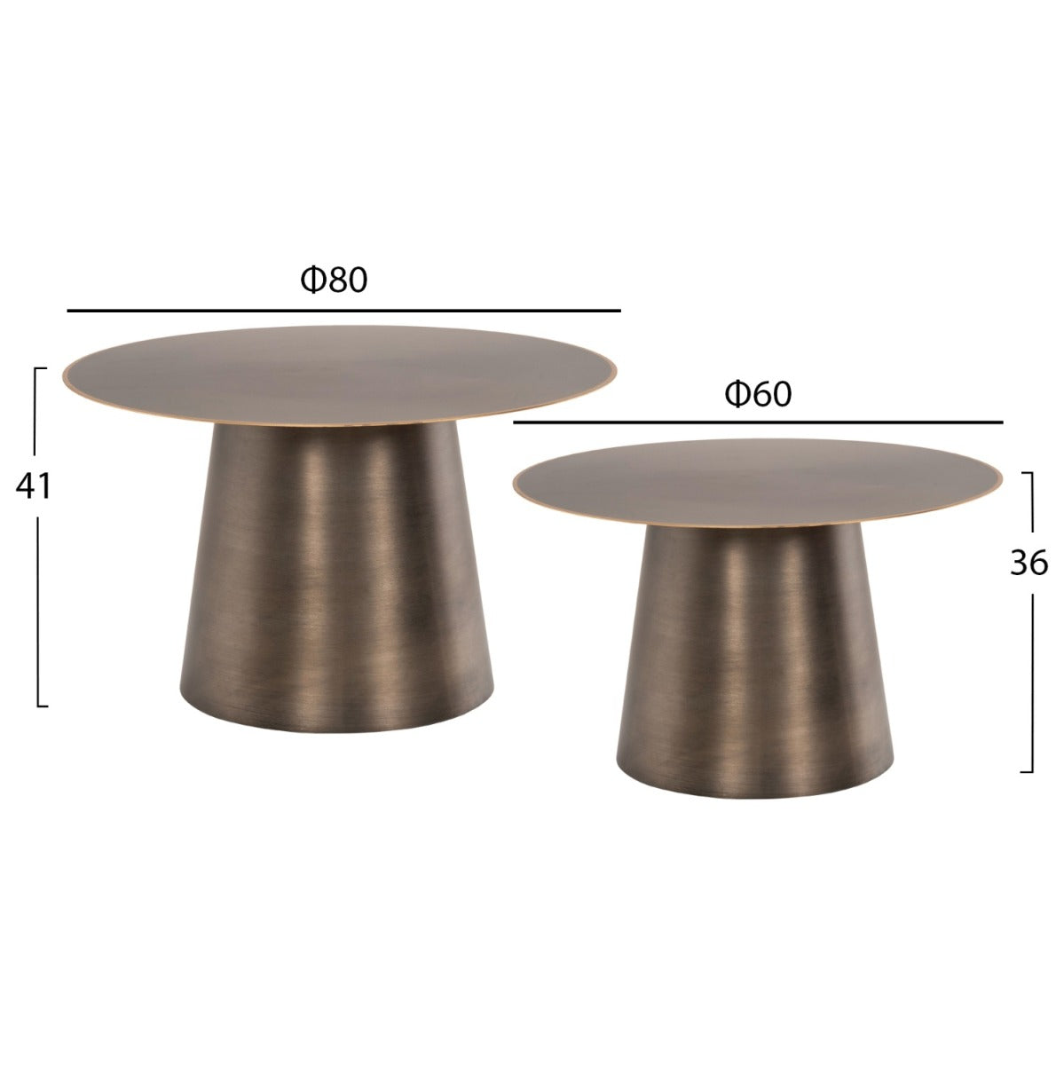 Set 2 masute de cafea AZADO Ø60x36/80x41 CM