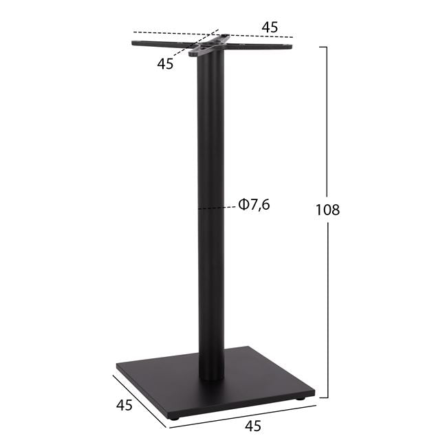 Picior masa bar MELIOR BLACK H 108cm pentru blat de 60-70 cm
