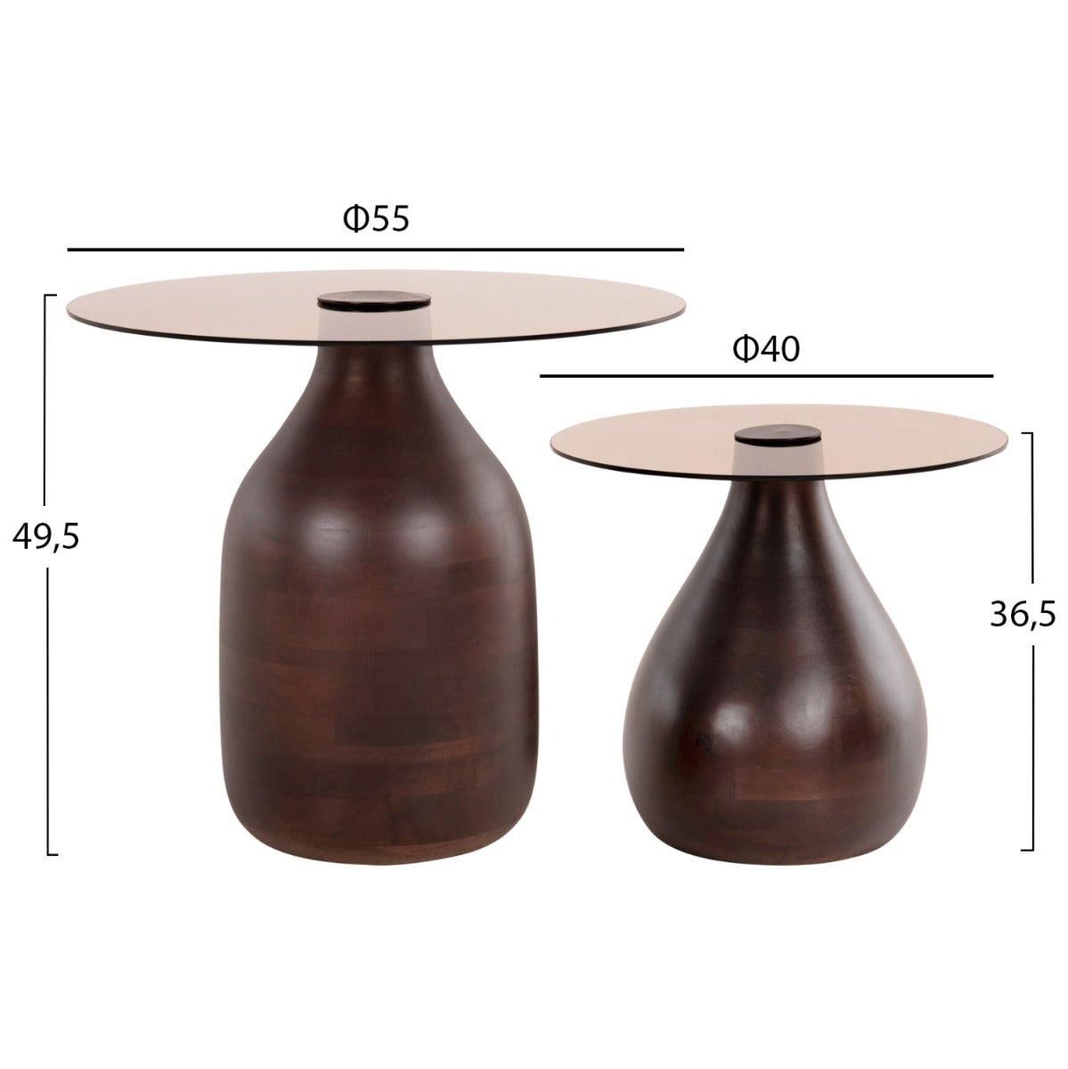 Set 2 masute de cafea BOUVET Ø40x36/55x49 CM