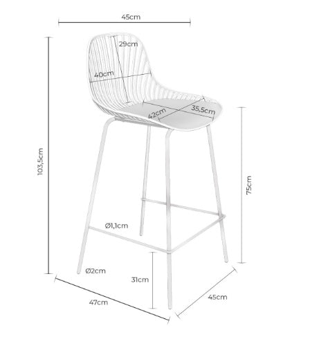 Scaun de bar KASPER H75 CM