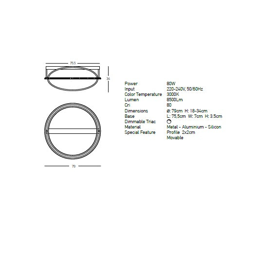 Plafoniera dimabila CLONMEL GOLD