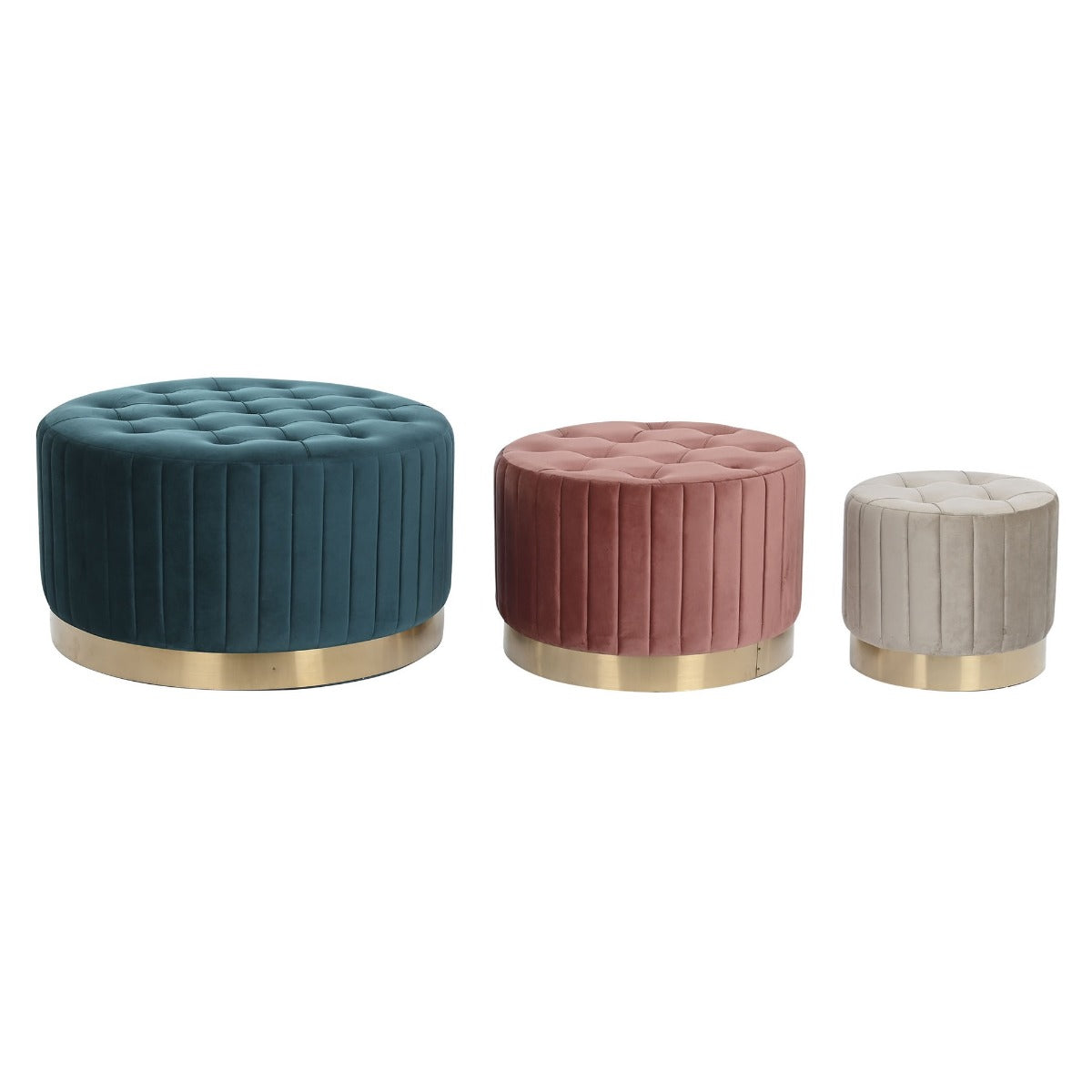 Set 3 taburete COMELO VELVET Ø41/60/80 CM