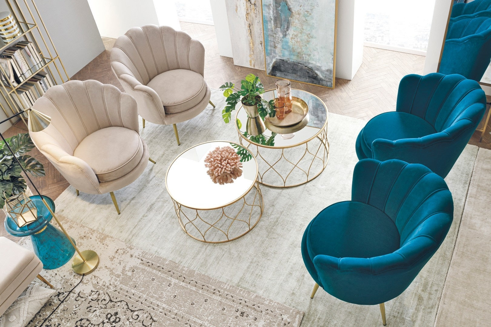 Set 2 masute de cafea ELENOR Ø66/71 x 38/43 CM