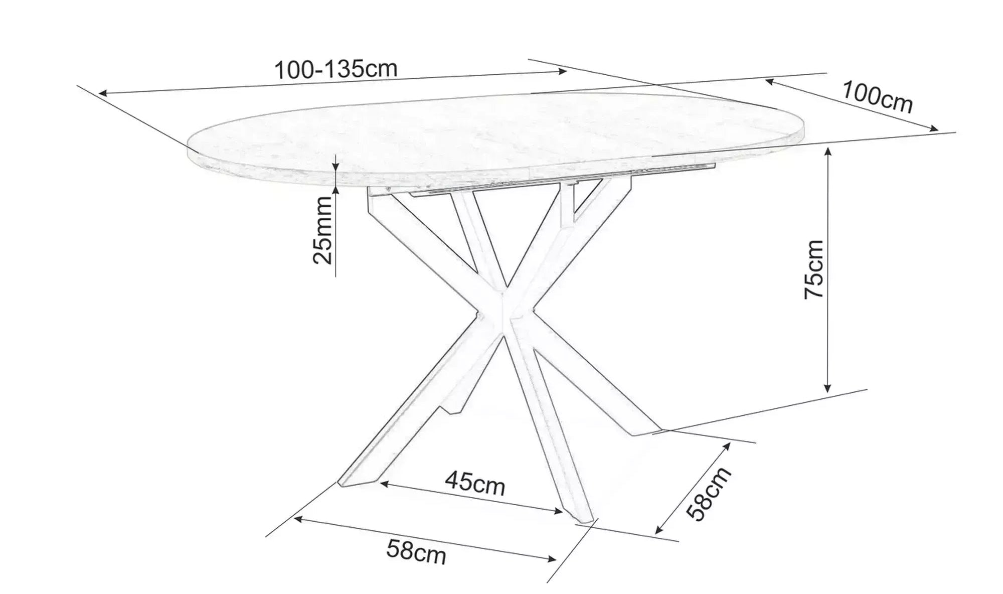 Masa extensibila GALANTY CERAMIC 100(135) x 100 CM