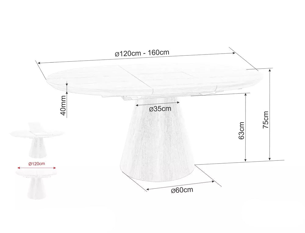 Masa extensibila HANA GREY 120(160) x 120 CM