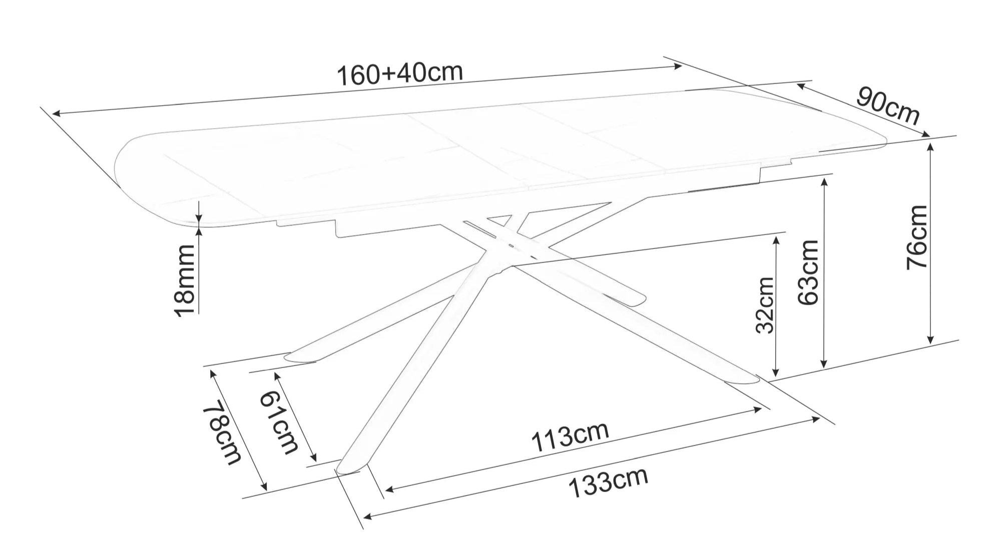 Masa extensibila VARTO CERAMIC 160(200) x 90 CM