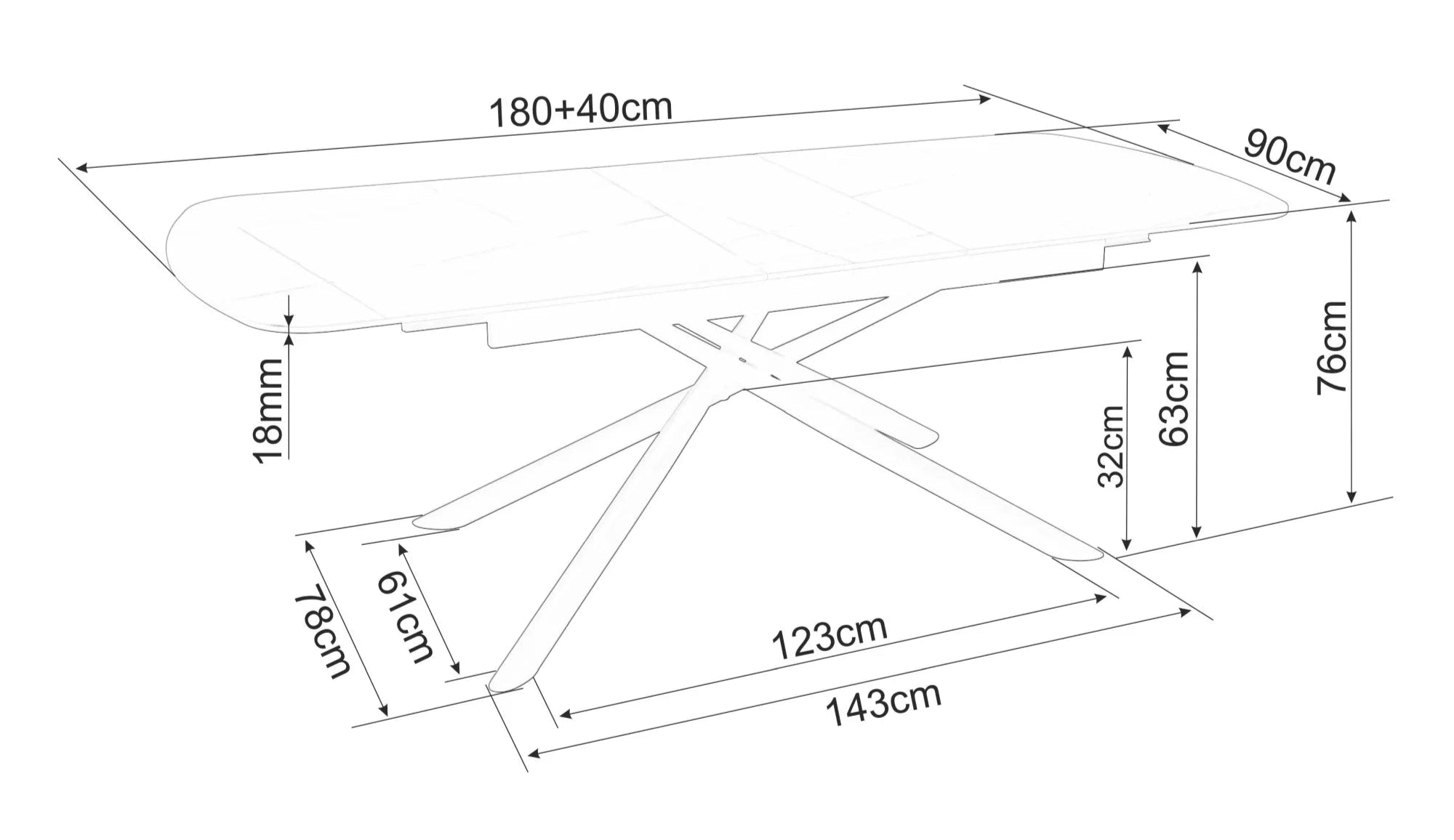 Masa extensibila VARTO CERAMIC 180(220) x 90 CM