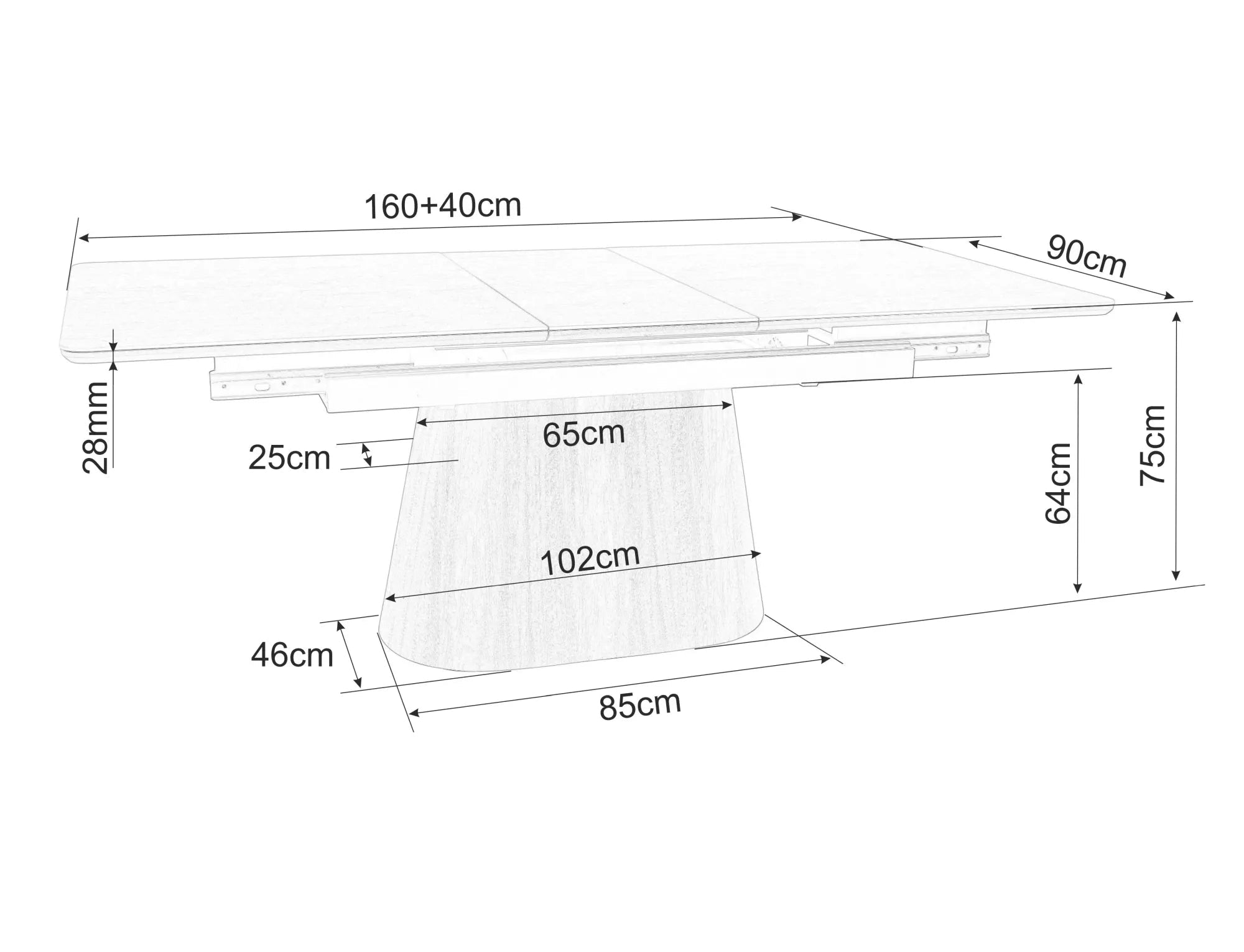 Masa extensibila NEVAN TRAVERTINE 160(200) x 90 CM