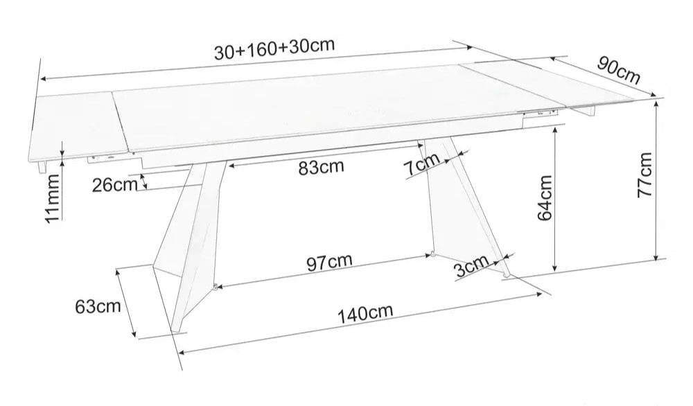 Masa extensibila MARCONI CERAMIC 160(220) x 90 CM