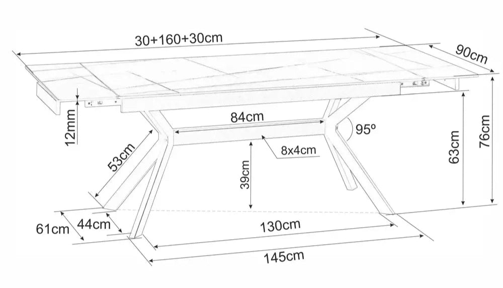 Masa extensibila VIRNAM CERAMIC 160(220) x 90 CM