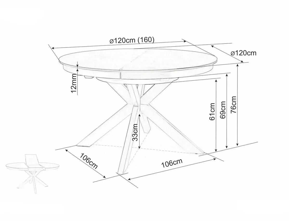 Masa extensibila PROTOS CERAMIC TRAVERTIN 120(160)X120 CM