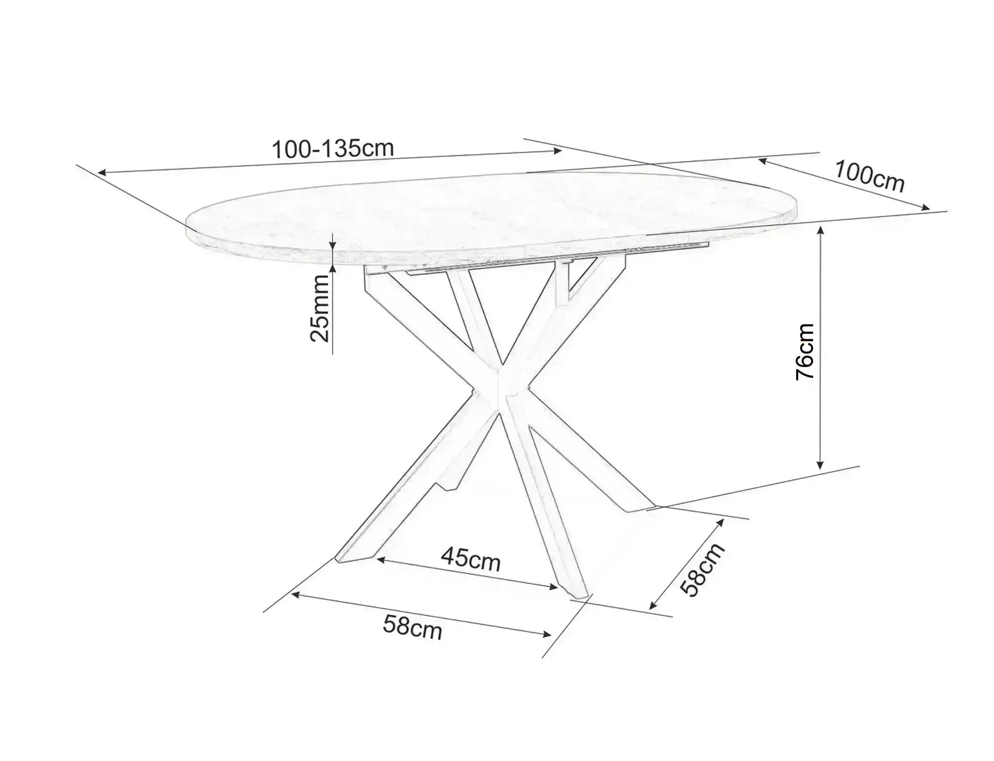 Masa extensibila GALANTY CERAMIC TRAVERTINE 100(135) x 100 CM