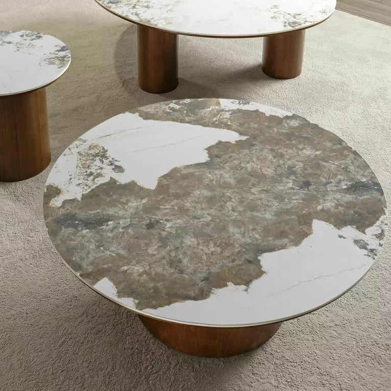 Masuta de cafea BIRTON CERAMIC/WALNUT Ø80 x 35 CM