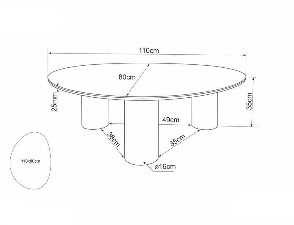 Masuta de cafea TARDELO OAK 110 x 80 x 35 CM