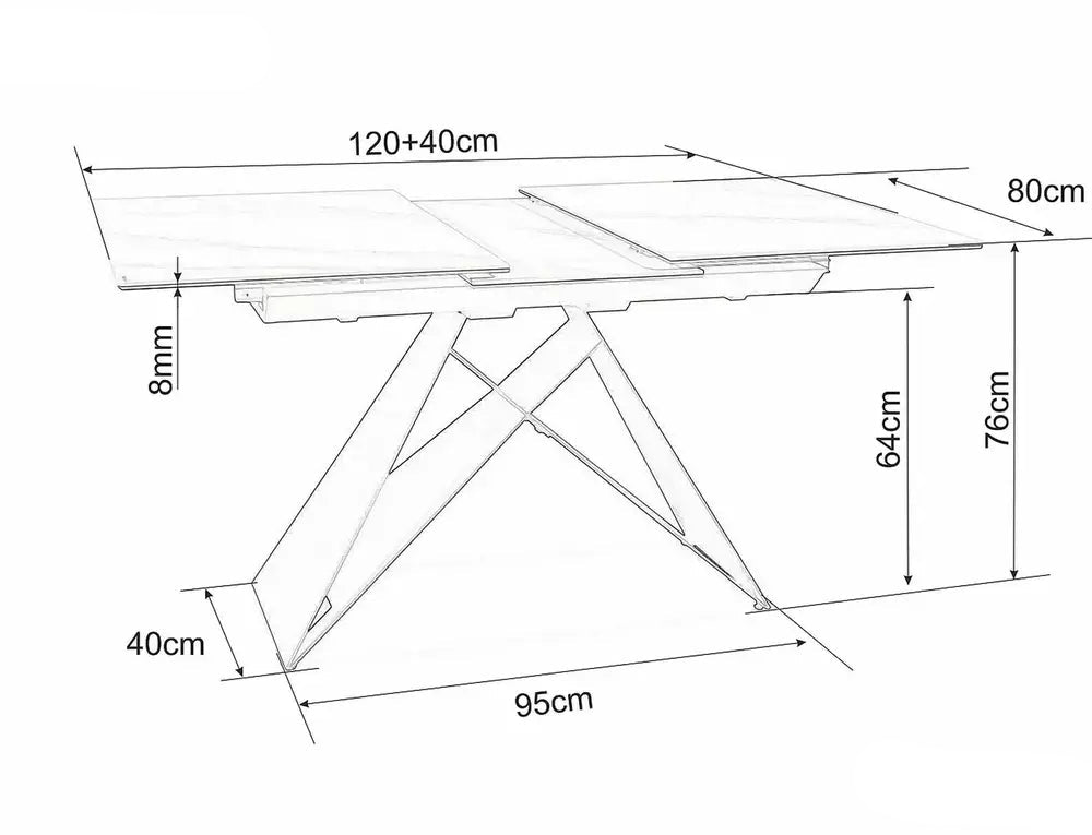 Masa extensibila WEST WHITE 120(160)x80CM