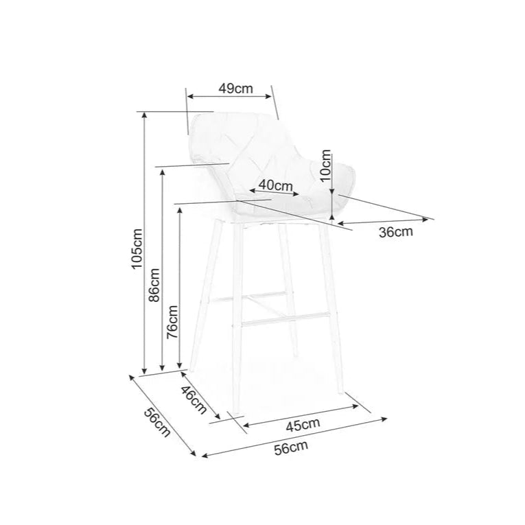 Scaun de bar HEY VELVET H76 CM