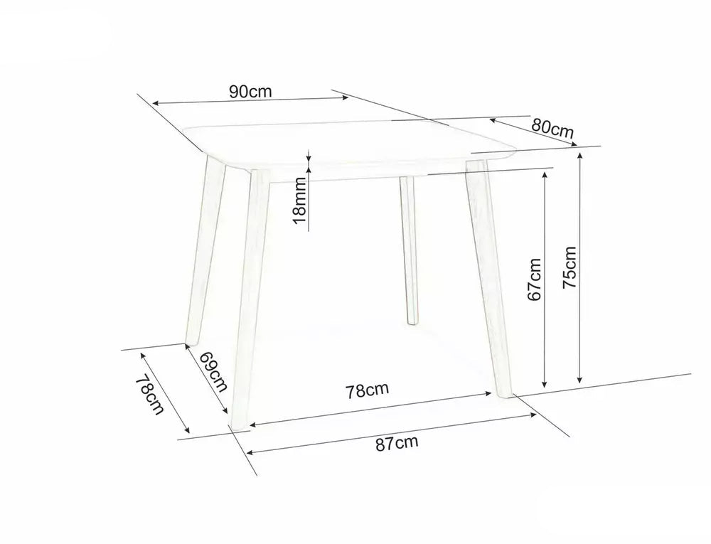 Masa TOBILOBA NATUR 90 x 80 CM