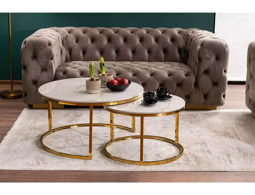 Set 2 masute de cafea ELIASTO Ø45x40/60x45  CM