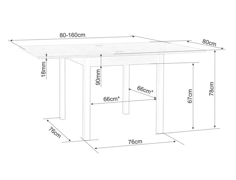 Masa extensibila OVENS WOOD 80(160) x 80CM-Negru