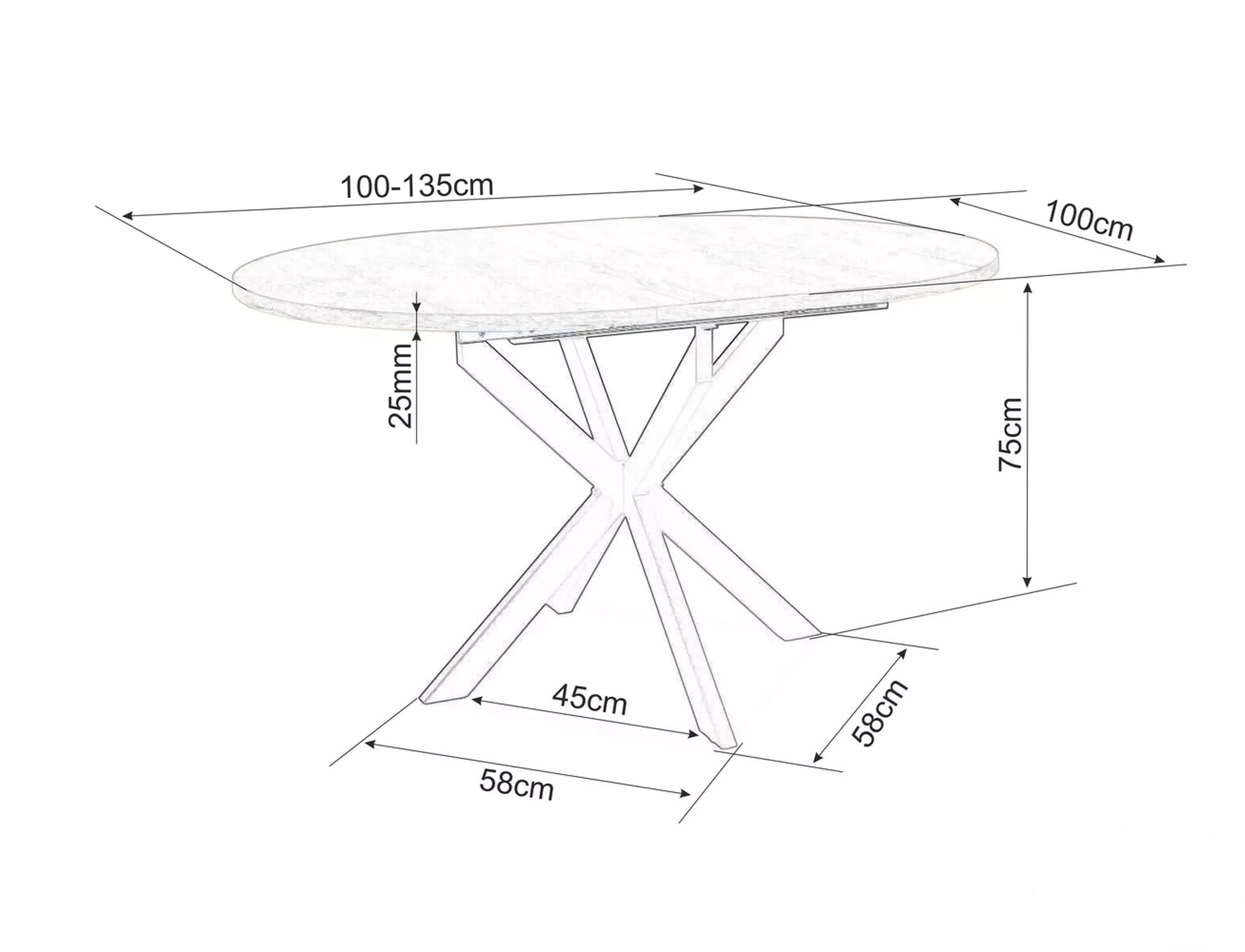 Masa extensibila GALANTY WHITE 100(135) x 100 CM