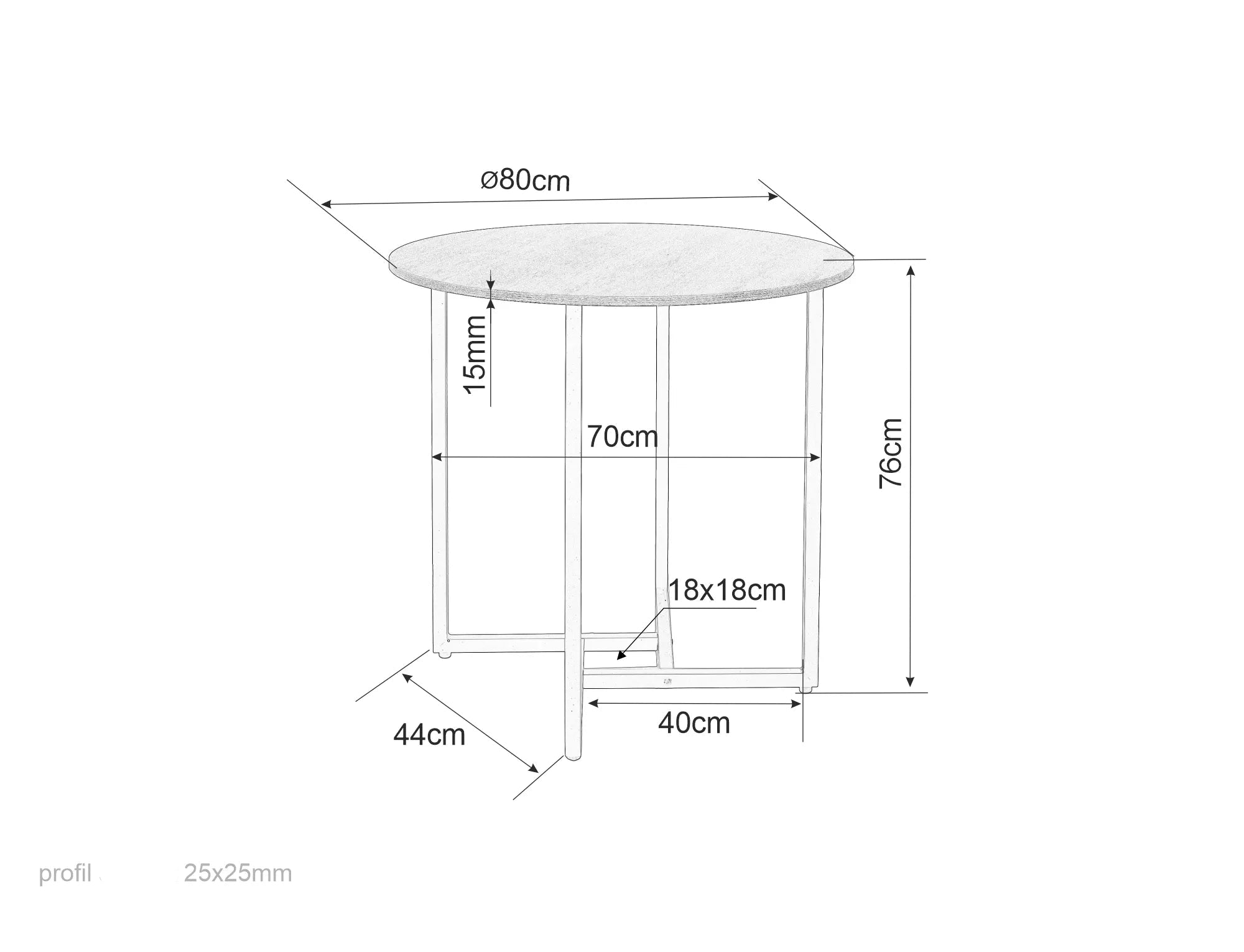 Masa KALENDA OAK Ø80 CM