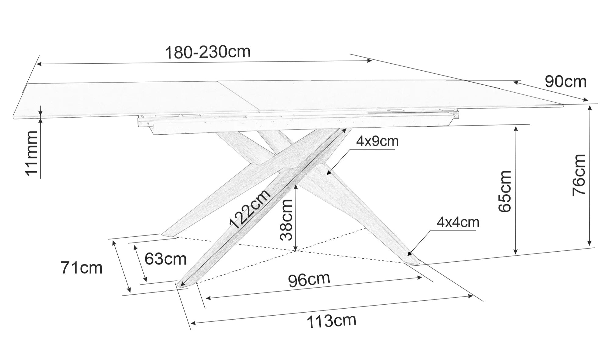 Masa extensibila LAGATO 180(230) x 90 CM