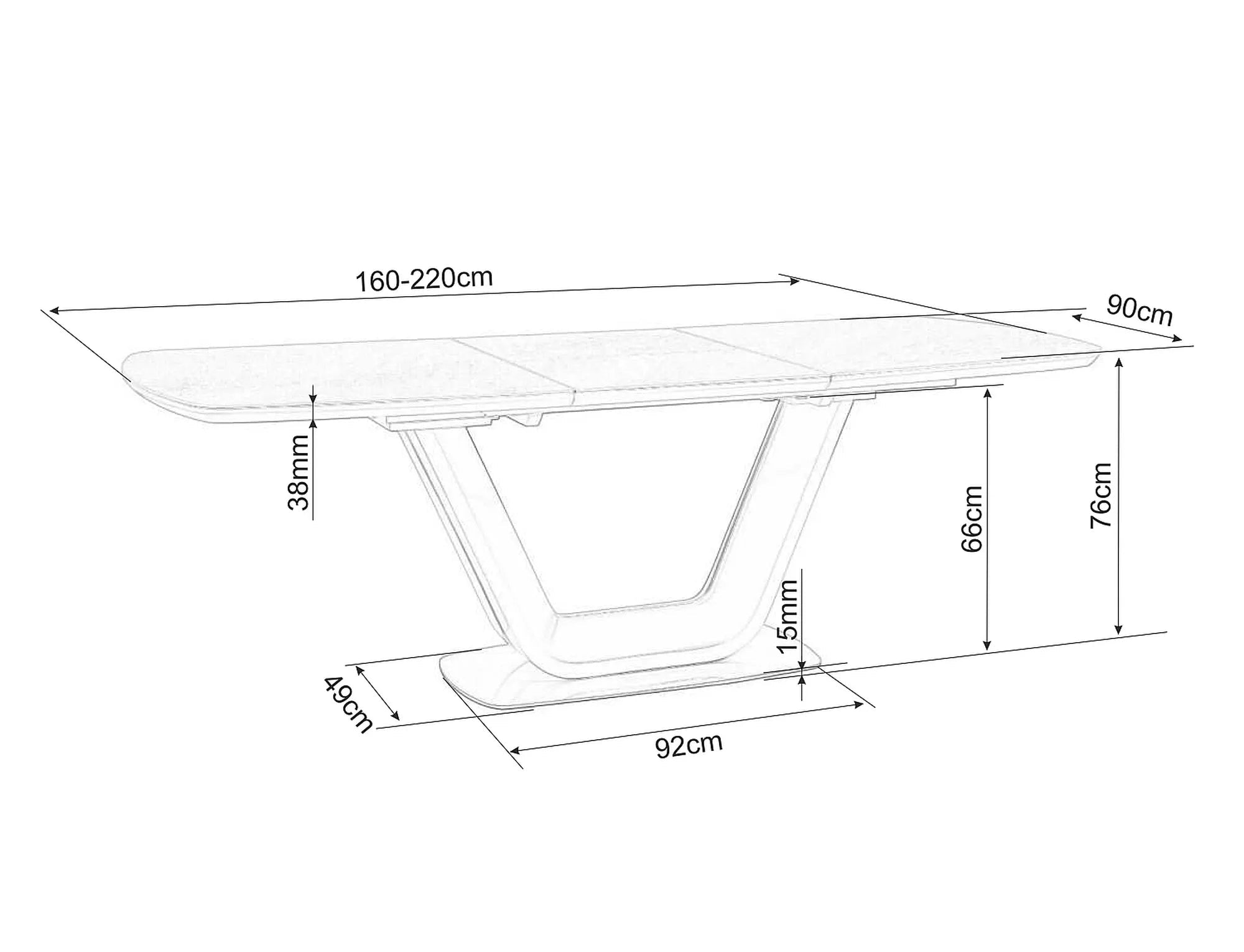Masă extensibilă HELGA BLACK 160(220) x 90 CM