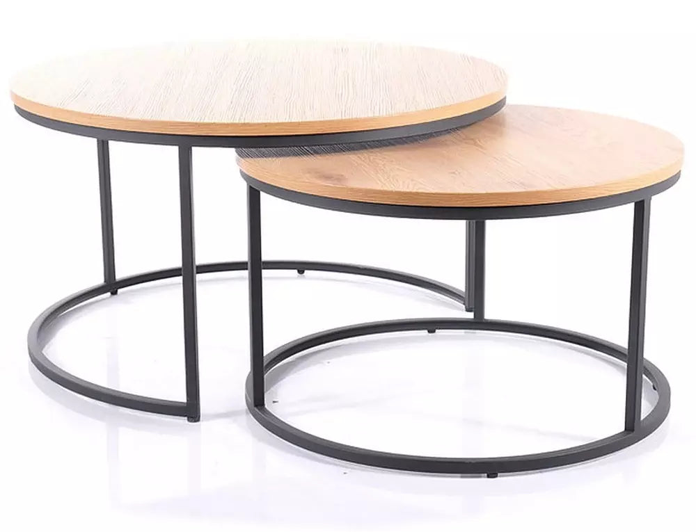 Set 2 masute de cafea ATLANTA III WOOD Ø80/60 CM