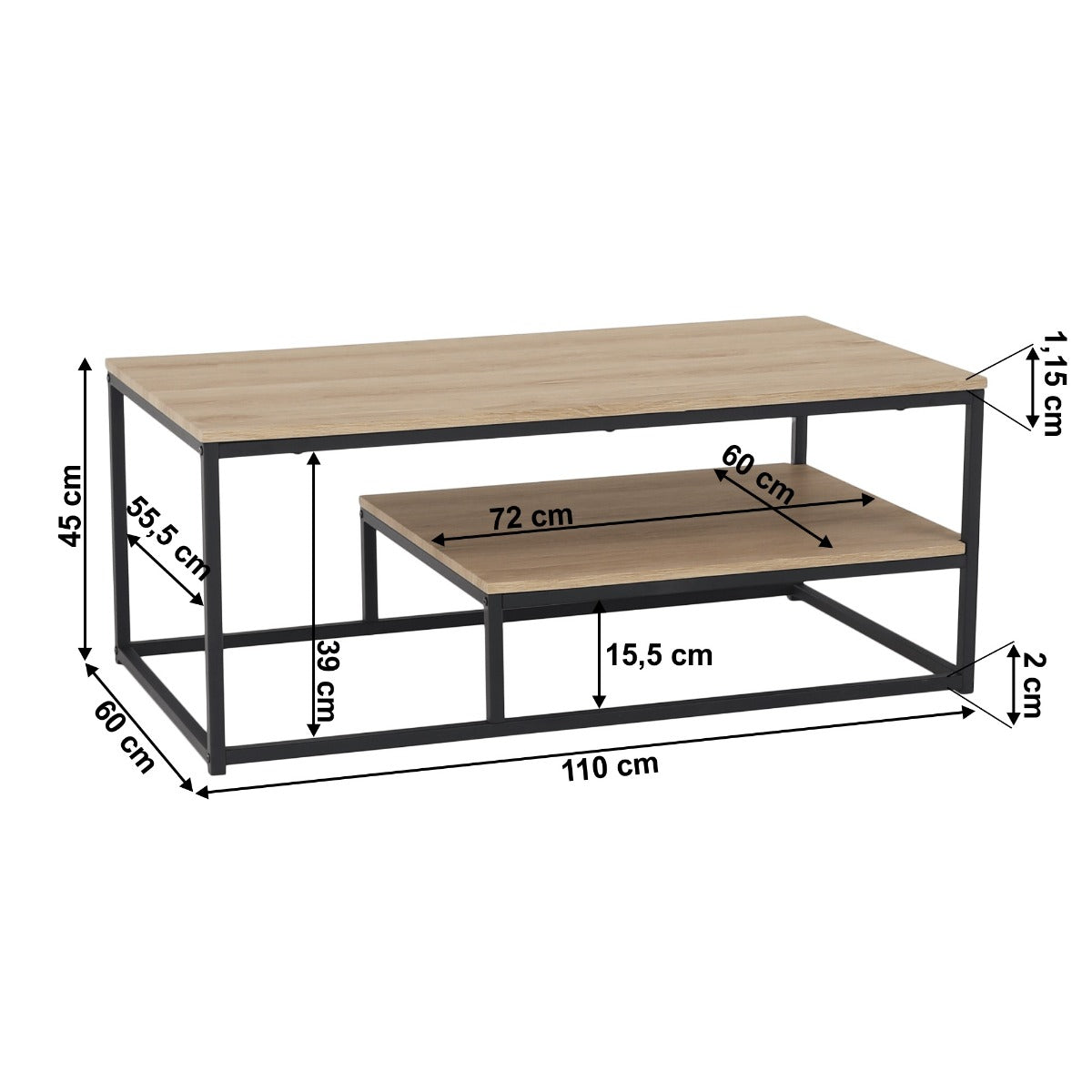 Masuta de cafea GENERACE 110 x 60 x 45 CM