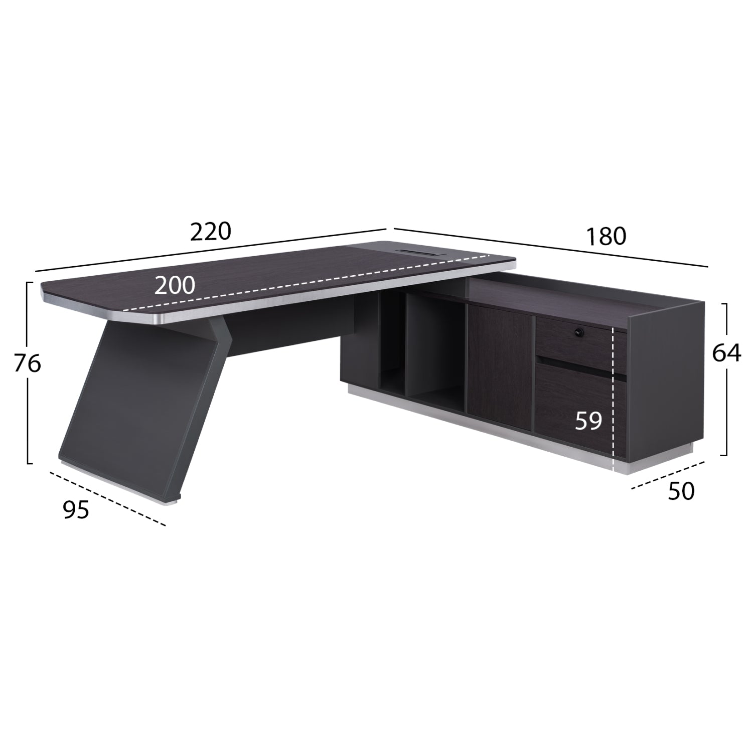 Birou NALDVIN CORNER RIGHT 220 x 180 CM