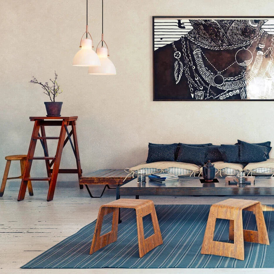 Lampa suspendata RACK SP1 cupru & alb opal