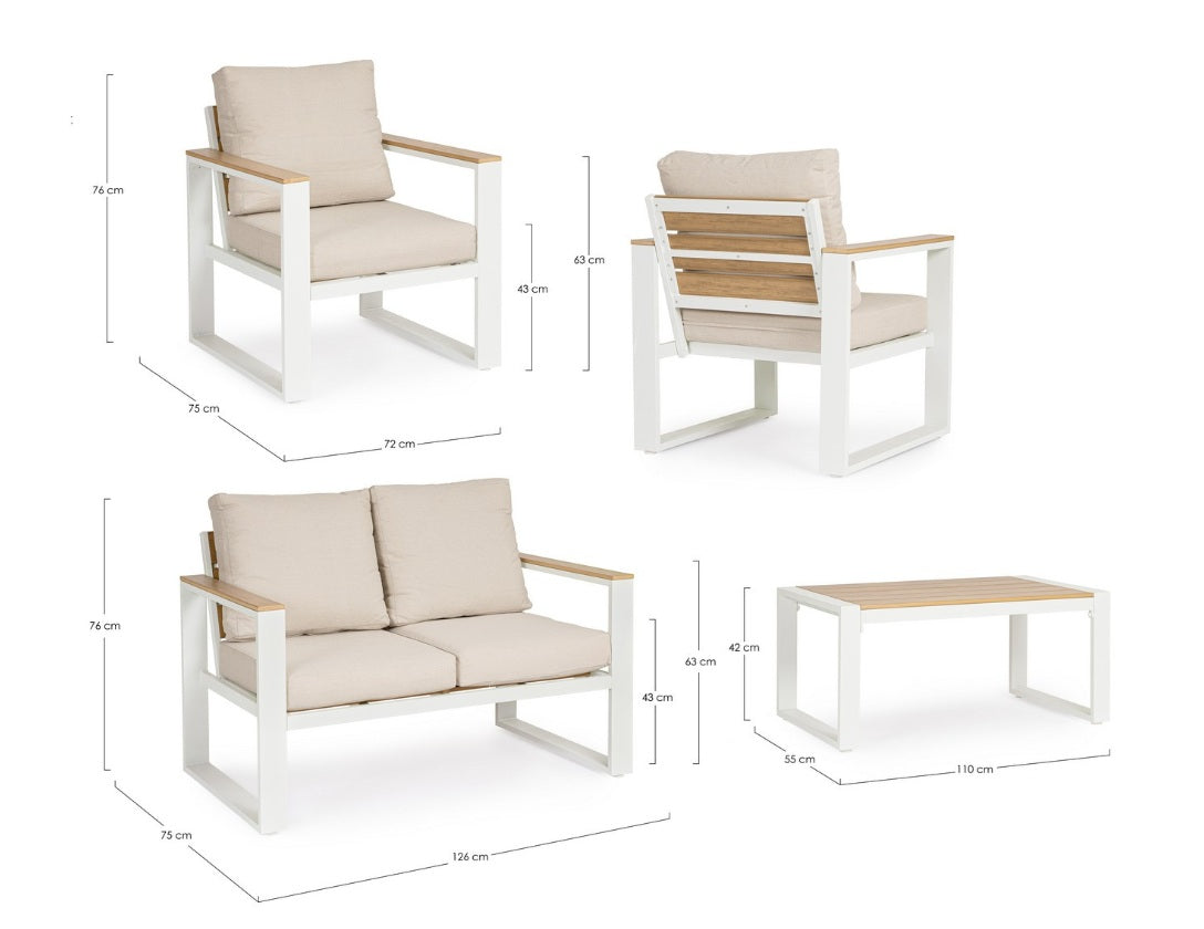 Set pentru exterior LEANDRO WHITE 4PCS