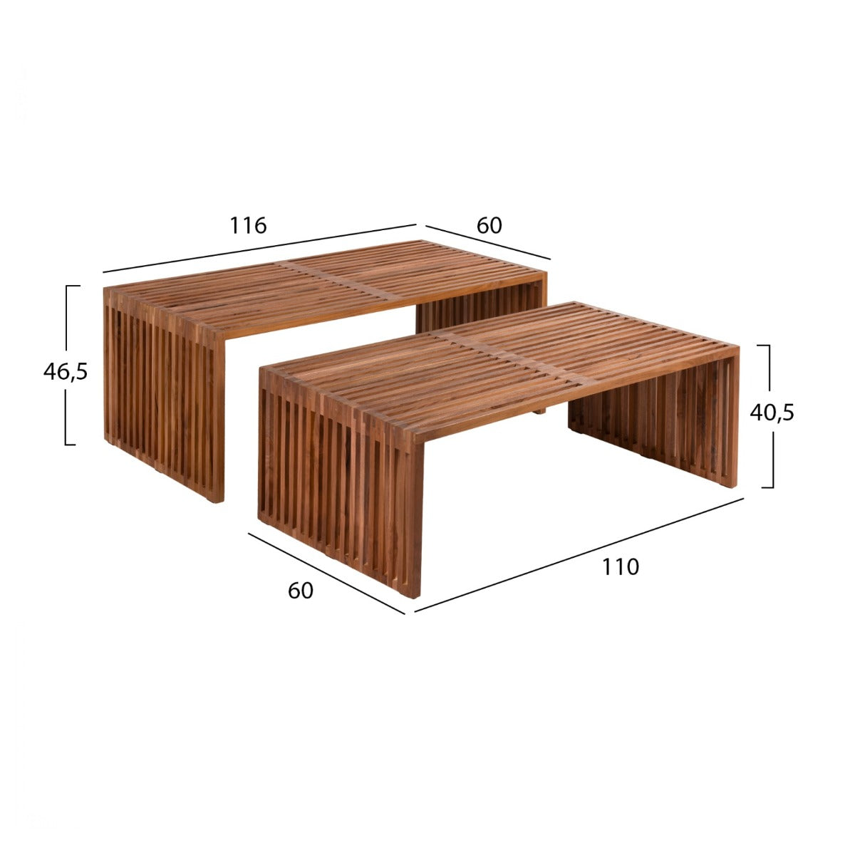 Set 2 masute de cafea MAEVA WOOD 116x60x46/110x60x40  CM