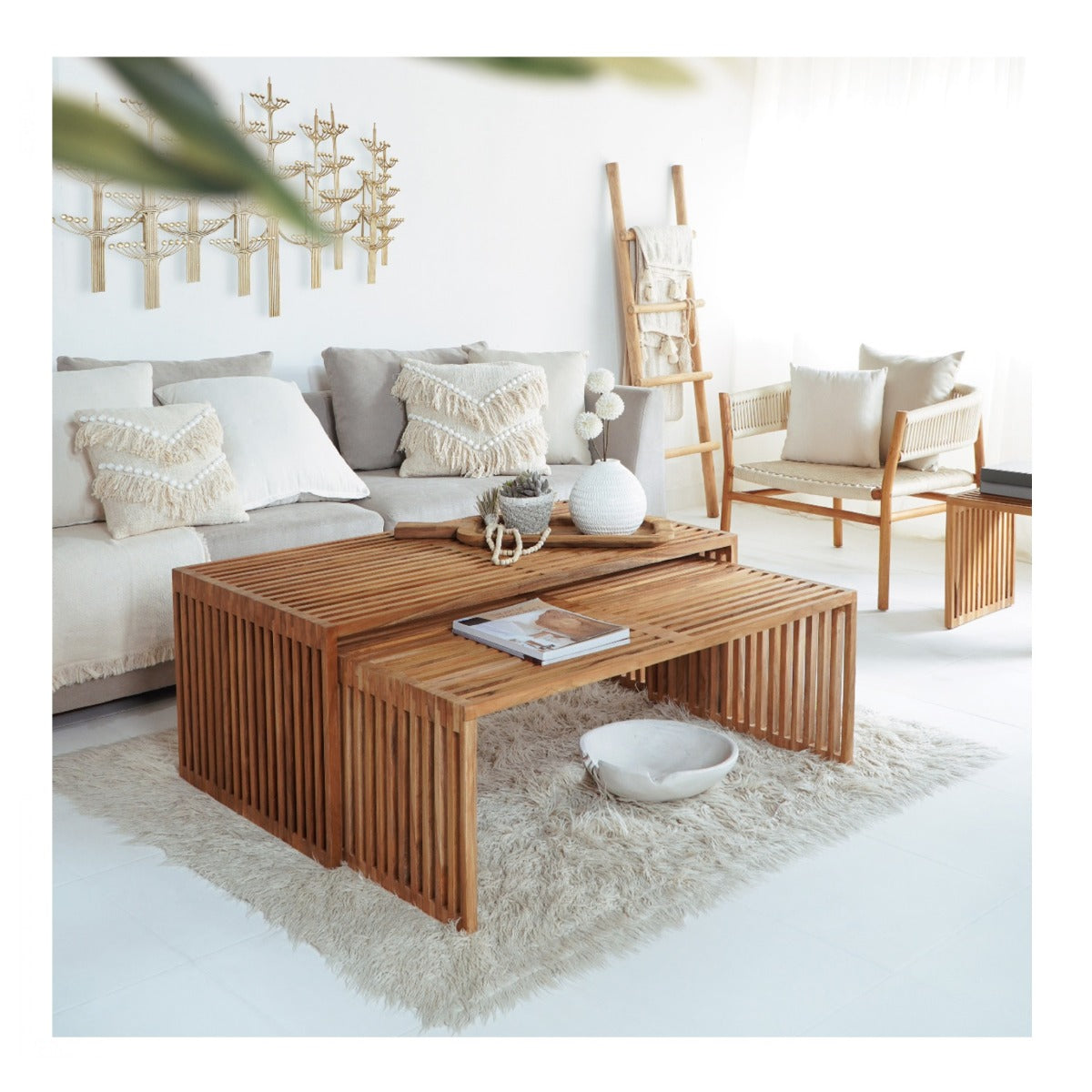 Set 2 masute de cafea MAEVA WOOD 116x60x46/110x60x40  CM