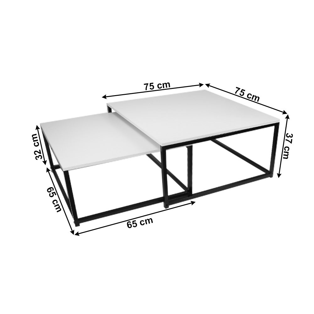 Set 2 masute de cafea MAGNO WHITE 65x32/75x37 CM