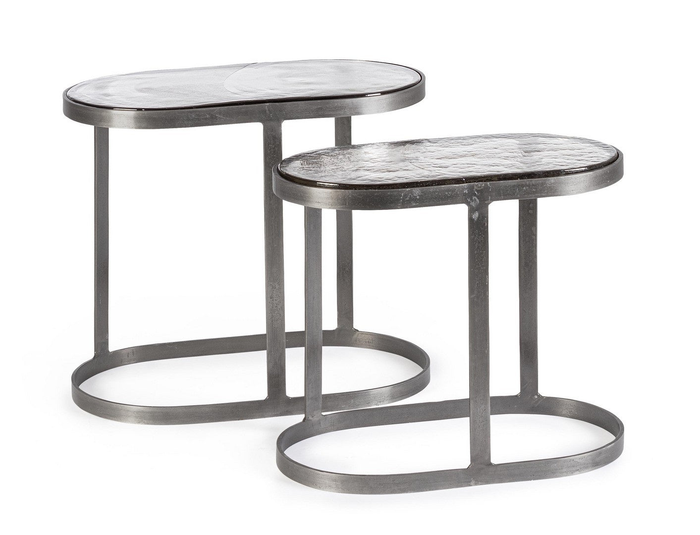 Set 2 masute de cafea ZAYLA OVAL NICKEL 45x25x45/50x34x50 CM