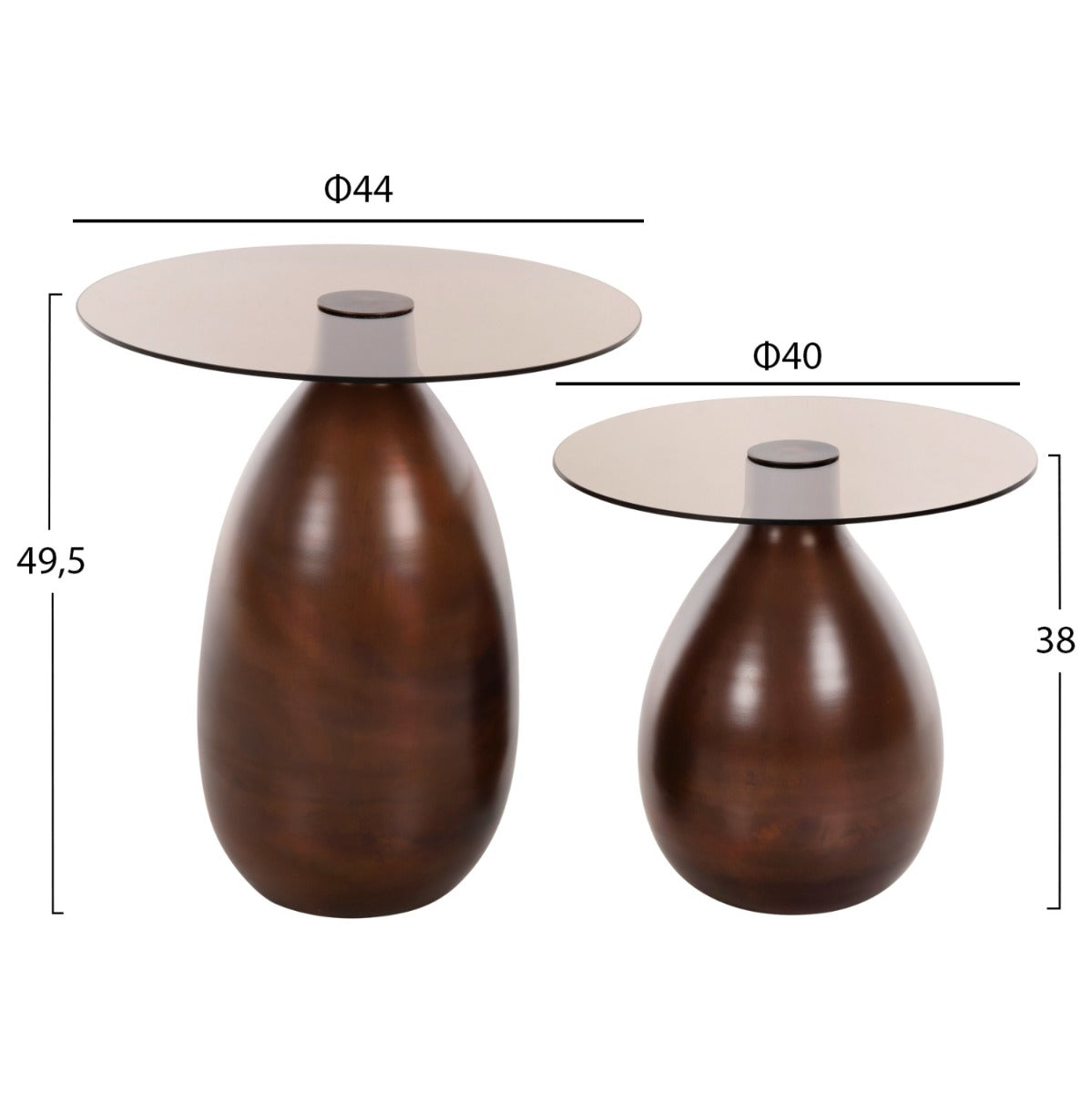 Set 2 masute de cafea PALOR Ø40x38/44x49  CM