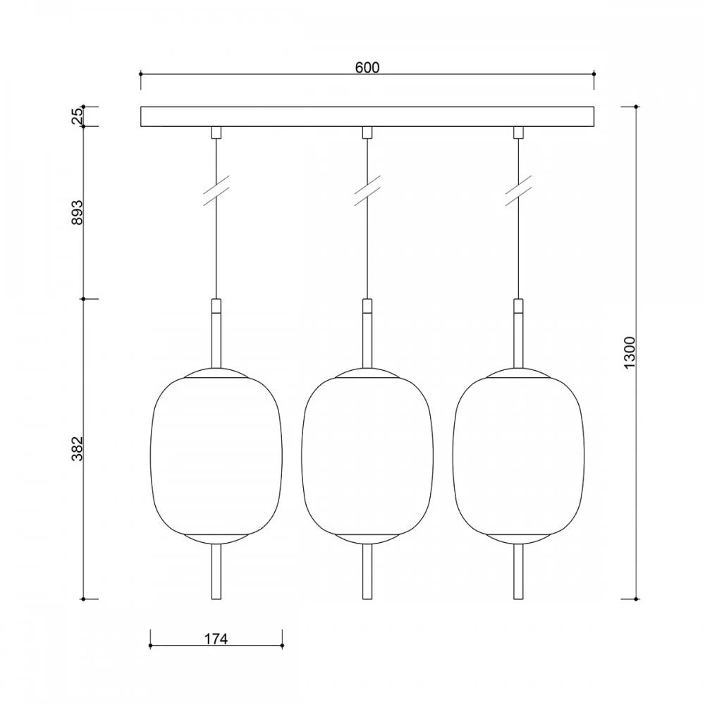 Lampă suspendată EIRVEN-MINI 3L — Negru