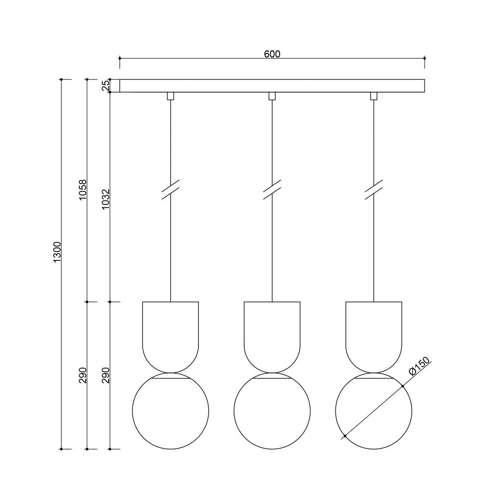 Lampă suspendată LUNVIK 3L — Negru